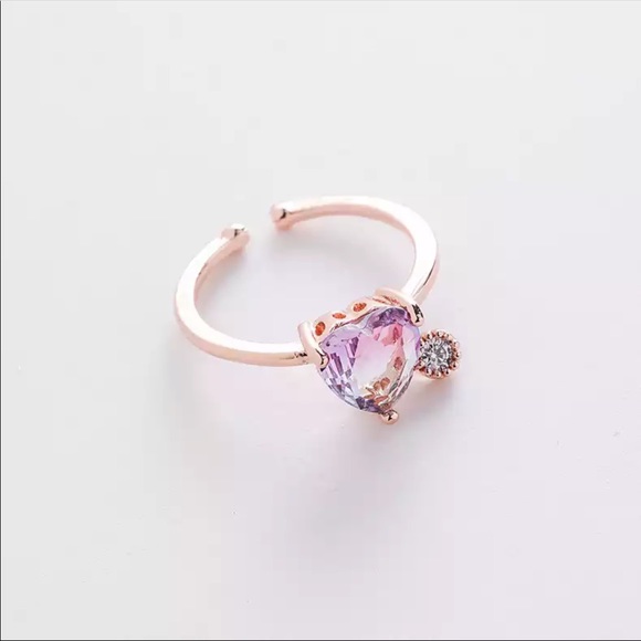 Sweet Heart purple Cubic Zircon Adjustable ring - Picture 2 of 2